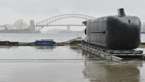 An autonomous undersea vehicle known as the Ghost Shark is seen at HMAS Kuttabul naval base in Sydney, Wednesday, Sept. 10, 2025. (Mick Tsikas/AAP Image via AP)